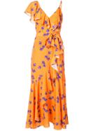 Borgo De Nor Ruffle Wrap Slip Dress - Yellow & Orange
