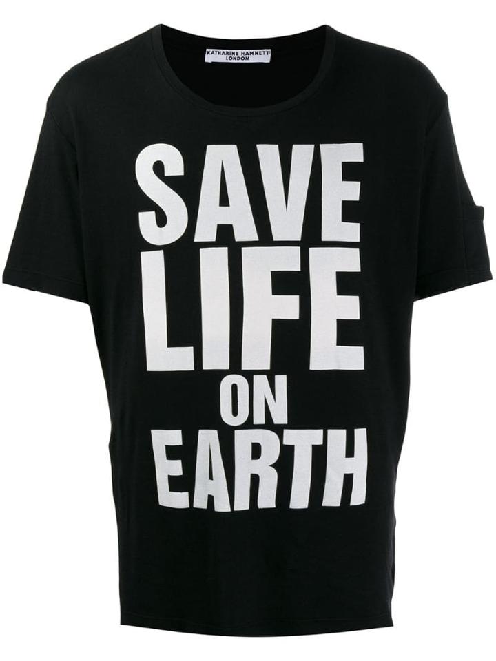 Katharine Hamnett London Printed 'save Life On Earth' T-shirt - Black