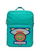 Gucci Medium Backpack With Gucci '80s Patch - Blue
