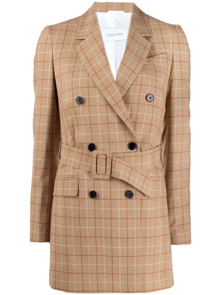 Calvin Klein Check Double-breasted Blazer - Neutrals