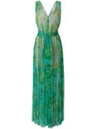 Msgm V-neck Palm Tree Dress - Green