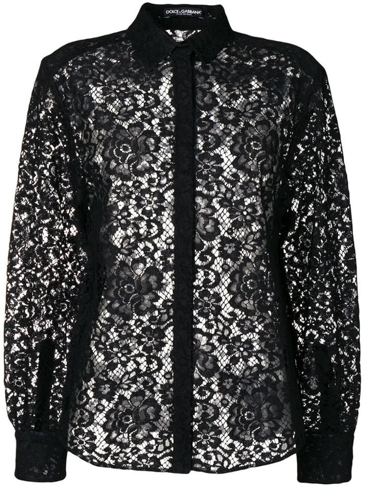 Dolce & Gabbana Floral Lace Shirt - Black