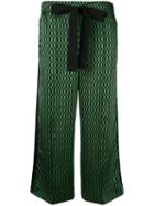 Fendi - Geometric Print Cropped Trousers - Women - Silk/cotton/viscose - 44, Green, Silk/cotton/viscose
