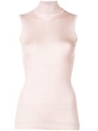 Prada Roll Neck Ribbed Top - Pink