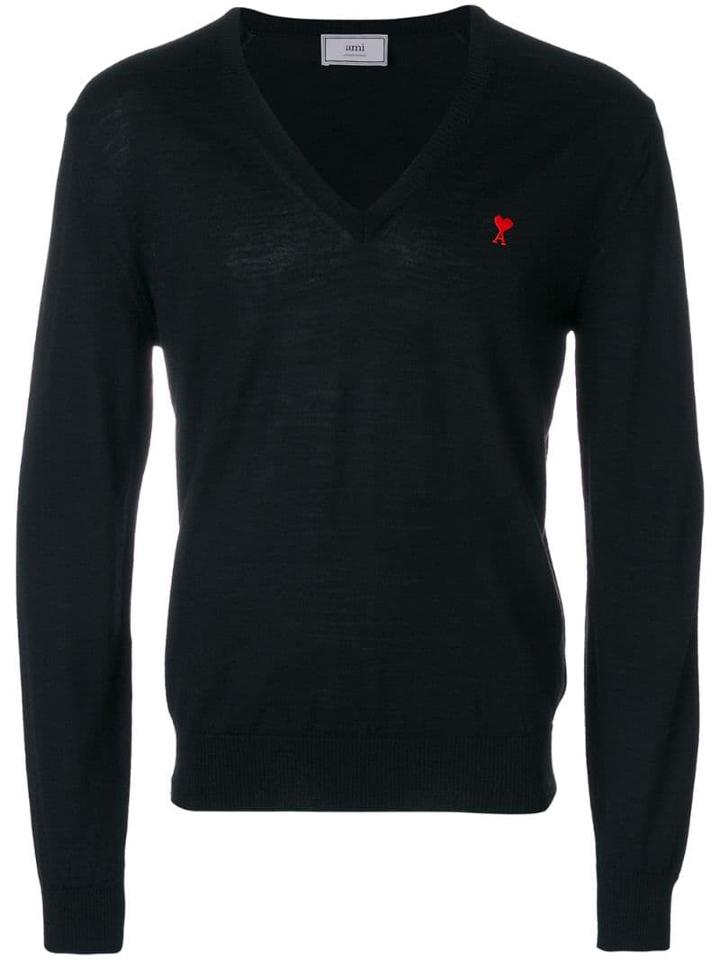 Ami Alexandre Mattiussi Ami De Coeur V Neck Sweater - Black