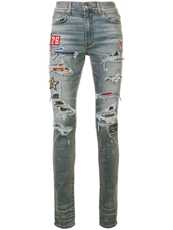 Amiri Distressed Slim-fit Jeans - Blue