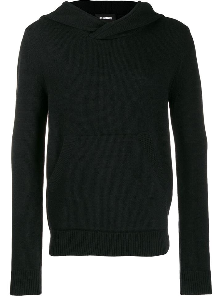 Les Hommes Fine Knit Hoodie - Black