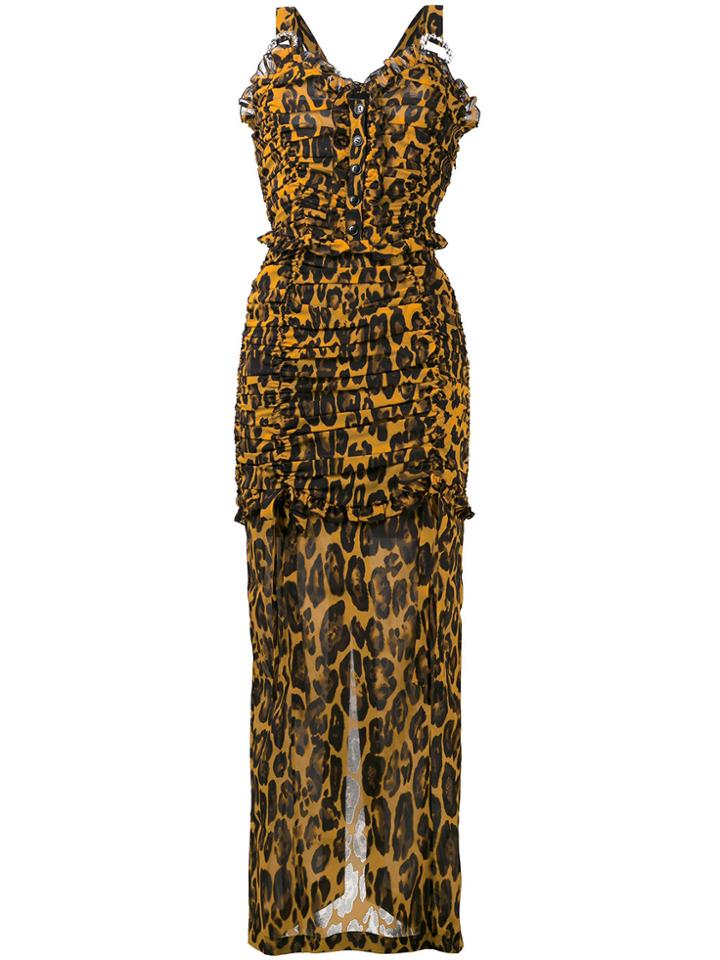 Alessandra Rich Leopard Print Dress - Brown