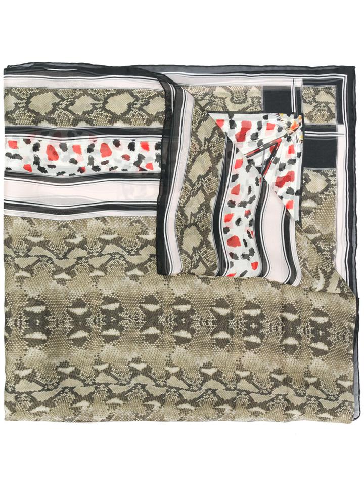 Givenchy Snakeskin Print Silk Scarf - Green