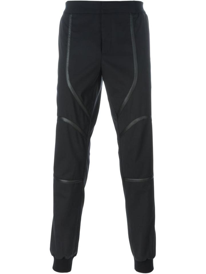Les Hommes Leather Detail Trousers