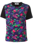 Msgm Floral Print T-shirt, Women's, Size: Large, Black, Silk/cotton
