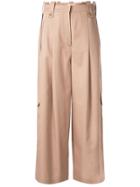 Moon J Wide-leg Flared Trousers - Brown