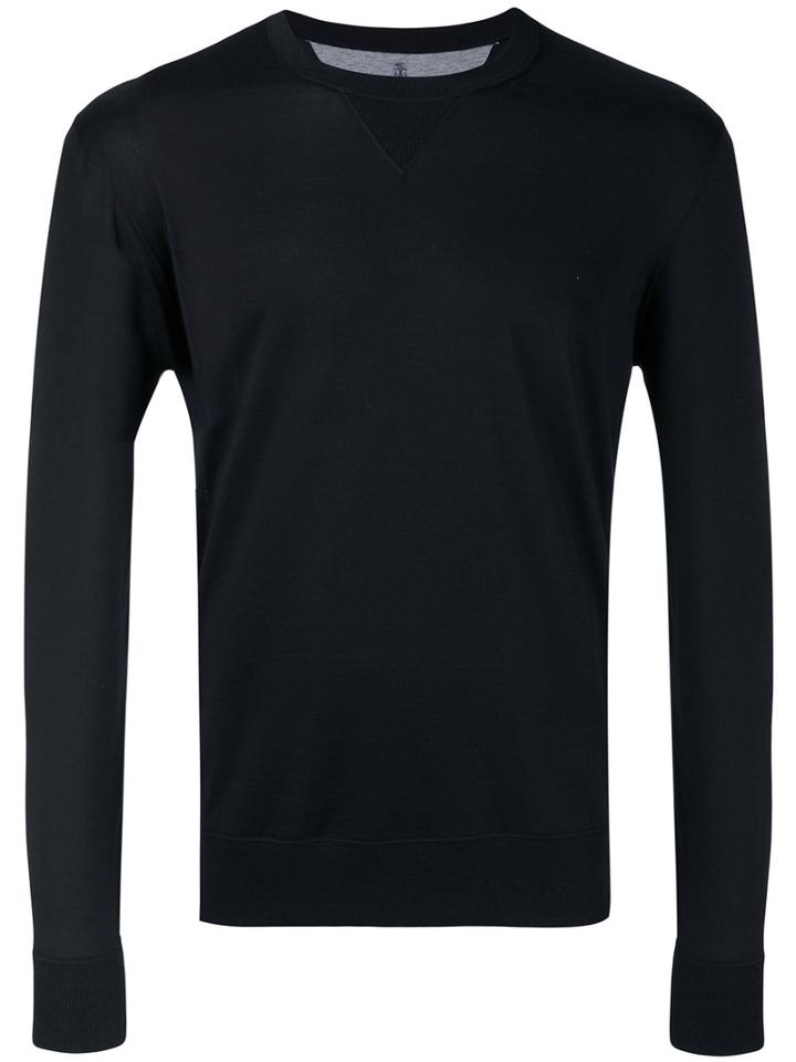 Brunello Cucinelli - Crew Neck Jumper - Men - Silk/cotton - M, Blue, Silk/cotton