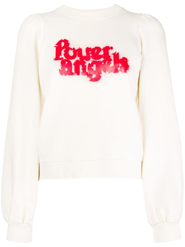 Ganni Power Angels Print Sweatshirt - White