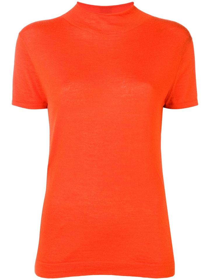 N.peal Mock Neck Knit Top - Orange
