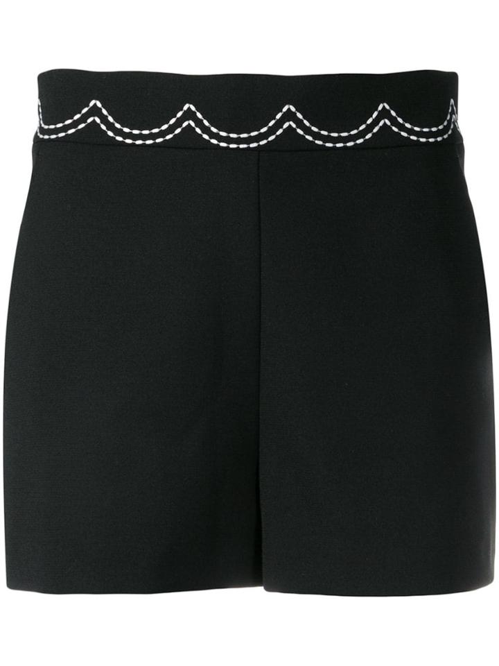 Red Valentino Scallop Waist Shorts - Black