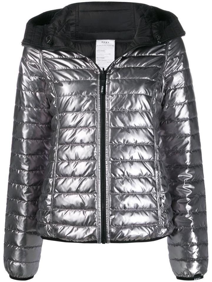 Dkny Reversible Hooded Puffer Jacket - Metallic