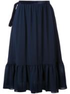 Cityshop Wrap Flared Hem Skirt, Women's, Blue, Polyester