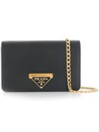 Prada Saffiano Logo Clutch - Black
