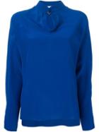 Vionnet Band Collar Shirt, Women's, Size: 42, Blue, Silk