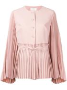 Sara Battaglia - Pleated Detail Jacket - Women - Polyester - 46, Pink/purple, Polyester