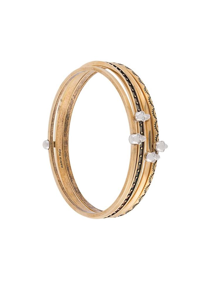 Alexander Mcqueen Set Of Four Embellished Bracelets, Women's, Metallic
