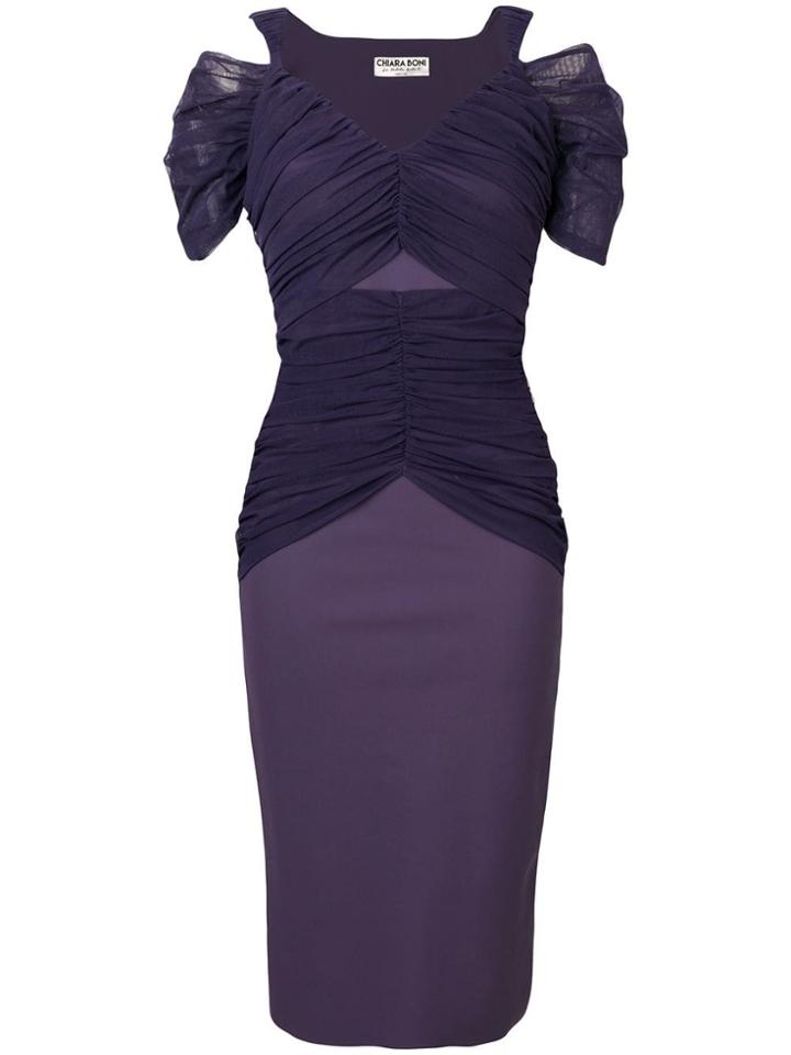 Le Petite Robe Di Chiara Boni Cold Shoulder Fitted Dress - Purple