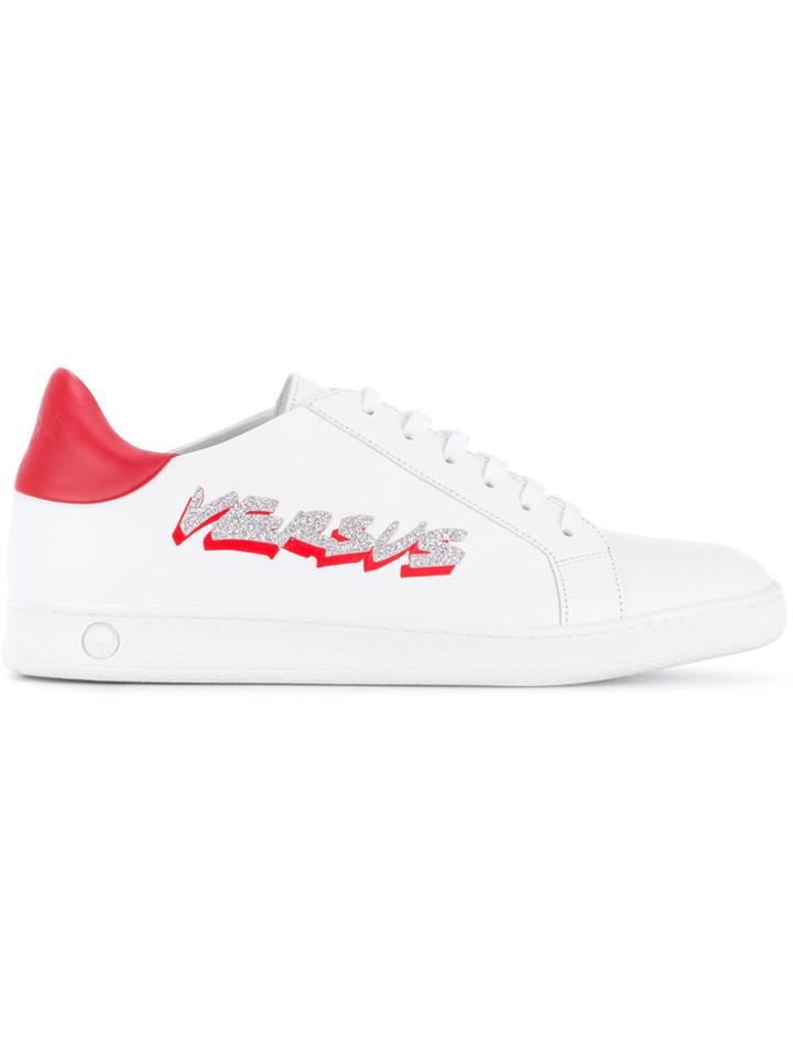 Versus Glitter Logo Low Tops - White