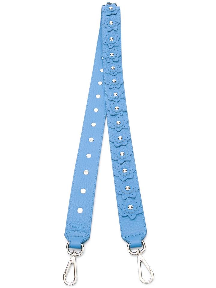 Orciani Floral Detachable Shoulder Strap, Women's, Blue, Leather