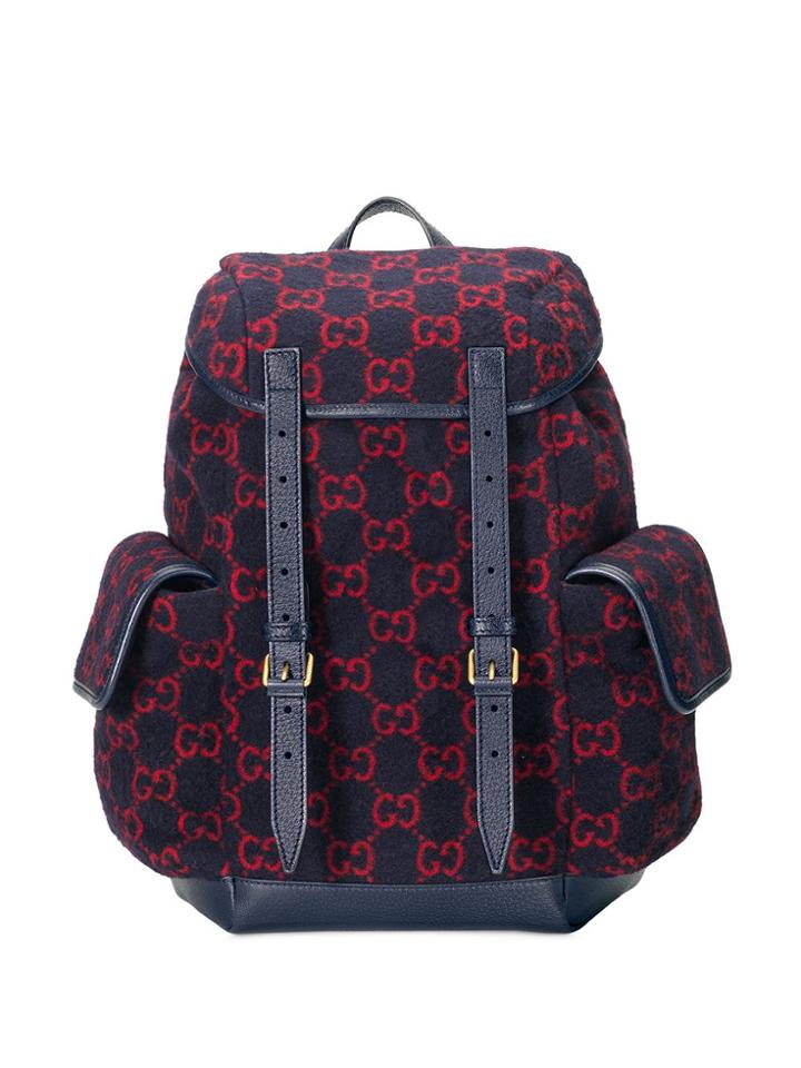 Gucci Monogram Print Backpack - Blue