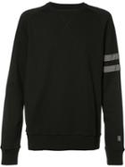 Lanvin Distressed Sleeve Stripe Sweatshirt, Men's, Size: Xl, Black, Cotton