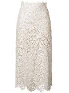 Ermanno Scervino Embroidered Flared Midi Skirt - White