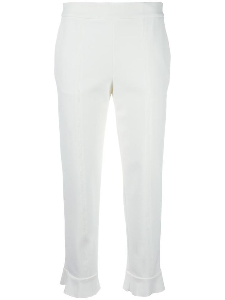 Msgm Ankle Length Pants, Women's, Size: 40, White, Cotton/polyester/spandex/elastane/polyimide