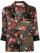 Shirtaporter Floral Fitted Blouse - Black