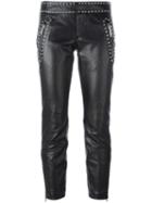 Dsquared2 Studded Leather Trousers, Women's, Size: 40, Black, Calf Leather/polyester/aluminium