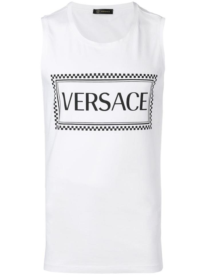 Versace 90s Vintage Logo Tank - White