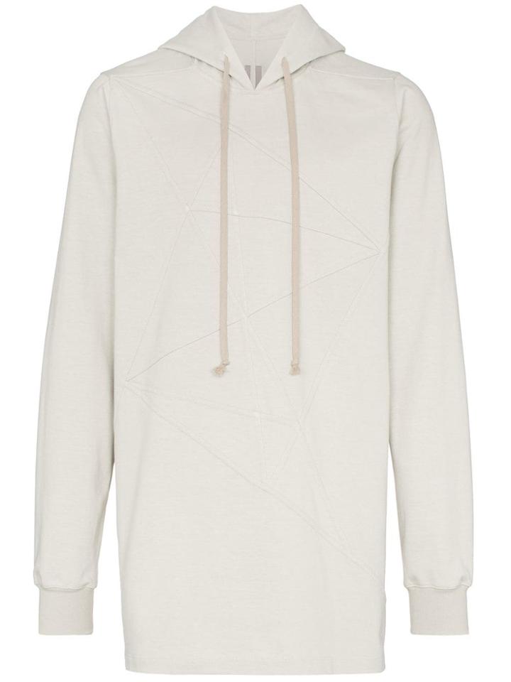 Rick Owens Embroidered Panels Hooded Jumper - Neutrals