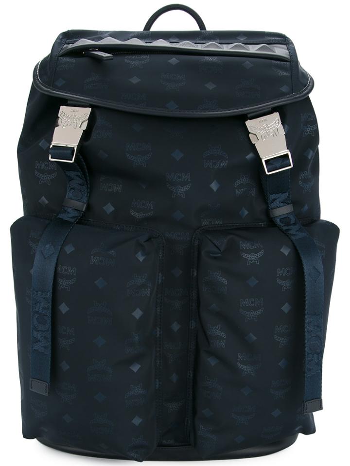 Mcm Logo Backpack - Blue