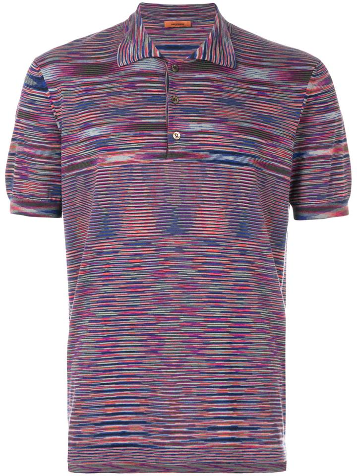 Missoni Multi-stripe Polo Top - Pink & Purple