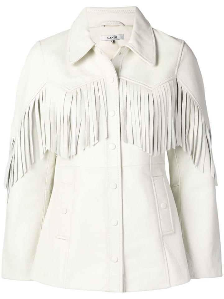 Ganni Angela Fringed Jacket - White