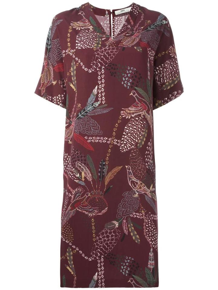 Hope Printed V-neck Dress, Women's, Size: 38, Red, Lyocell
