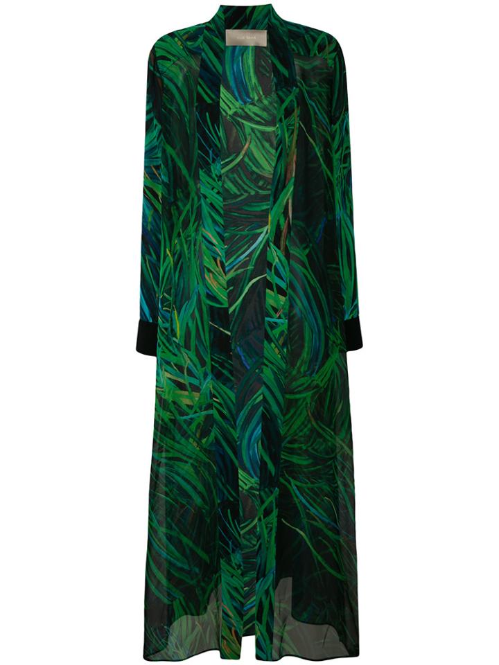 Elie Saab Long Printed Coat - Green
