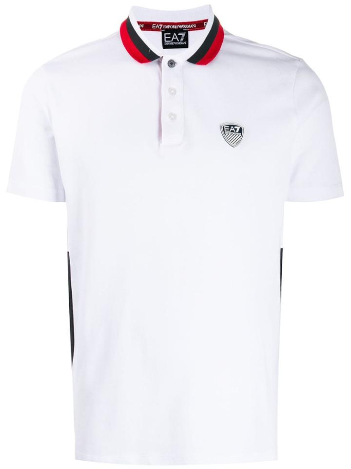 Ea7 Emporio Armani Logo Panel Polo T-shirt - White