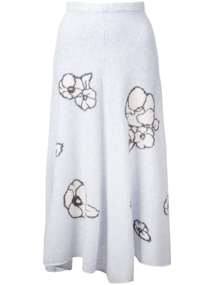 Adam Lippes Intarsia-knit Skirt - Blue