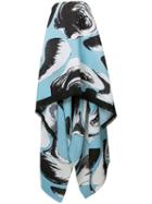 Solace Wedge Wood Print Dress, Women's, Size: 8, Blue, Polyester