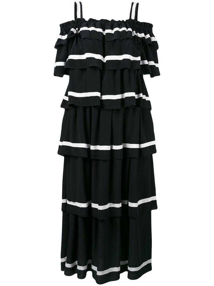 Rossella Jardini - Off-shoulders Layered Maxi Dress - Women - Silk - 42, Women's, Black, Silk