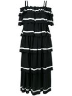 Rossella Jardini - Off-shoulders Layered Maxi Dress - Women - Silk - 42, Women's, Black, Silk