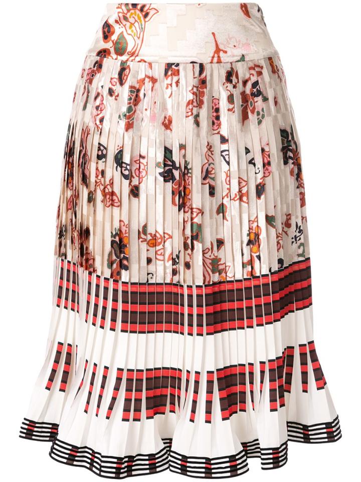 Tory Burch Floral-print Pleated Skirt - White