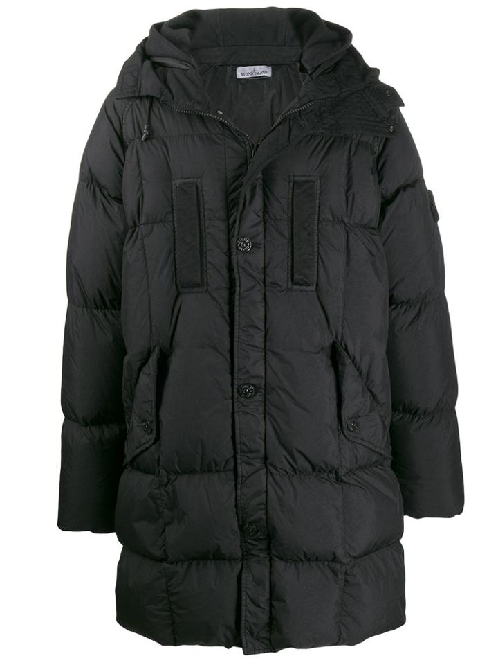Stone Island Hooded Puffer Coat - Black