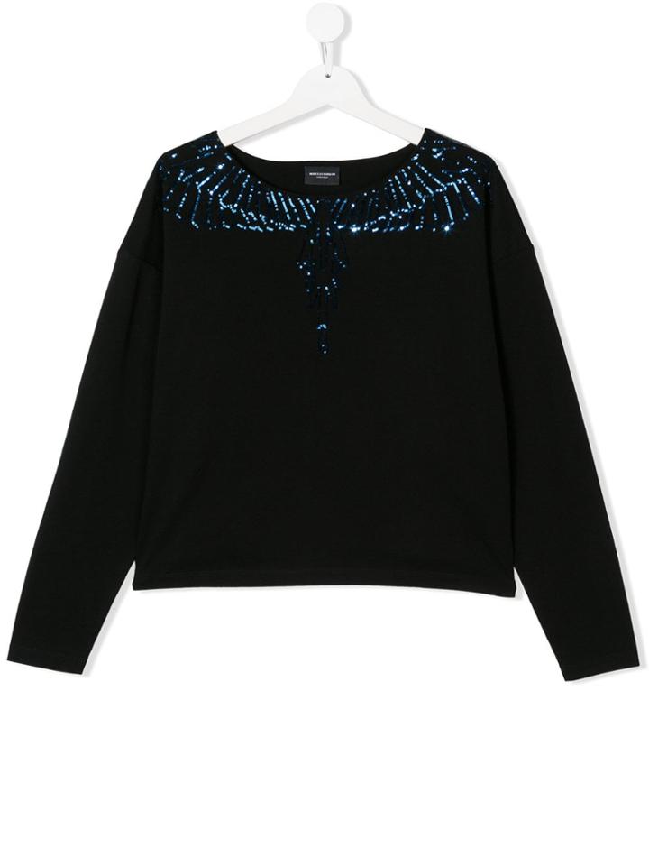 Marcelo Burlon County Of Milan Kids Teen Sequinned Wings Top - Black